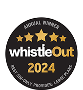 2024 WhistleOut Annual Winner - Best SIM Only Provider - Large Plans